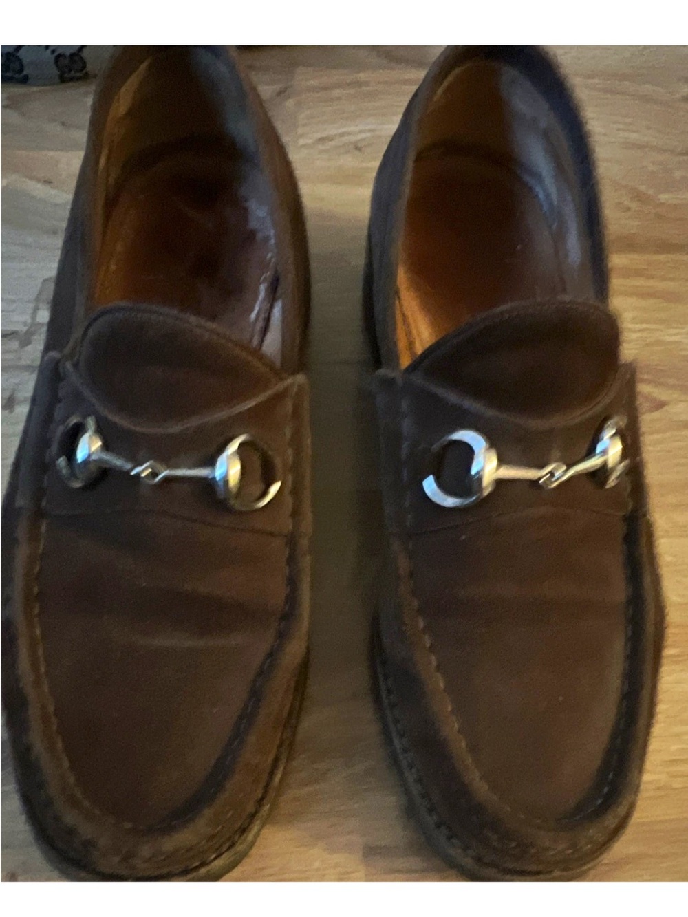 Gucci Men's Brown Suede Horsebit Loafers Slip-On Round Toe Dress Shoes 10B